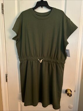 Sonoma Olive Green V-Neck Pullover Sweatshirt‎ Dress. PTP 28